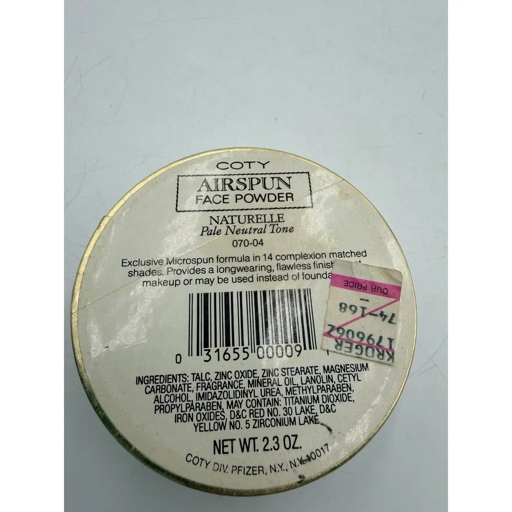Vintage COTY AIRSPUN Face Powder 2.3 Oz. Round Box Dresser Decor Partial Full